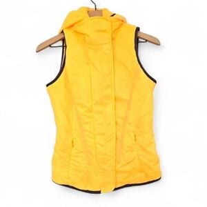 LULULEMON Athletica Running Glacier Vest Fire Yellow Hooded Fleece Puffer Sz 4